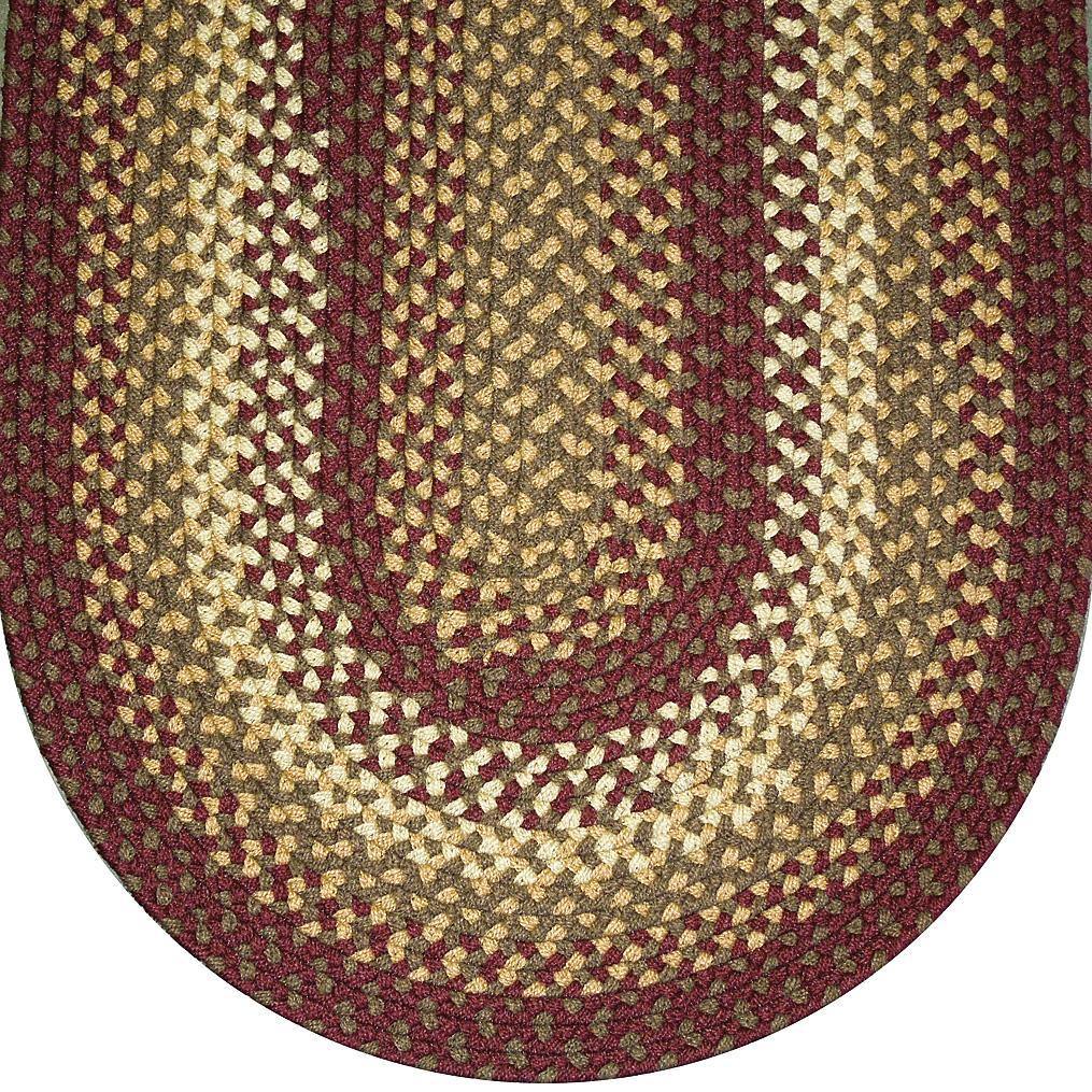 836 Burgundy Basket Weave Braided Rugs Oval/Round