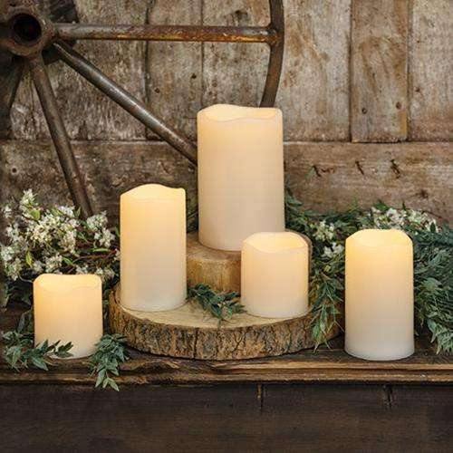 Rustic Country Primitive Led Pillar Candle Lantern - Battery Operated