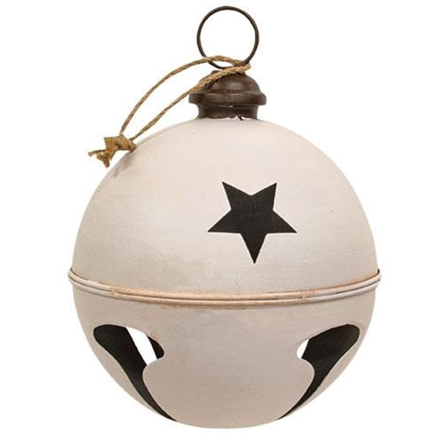 Distressed Cream Metal Jingle Bell - 10x13