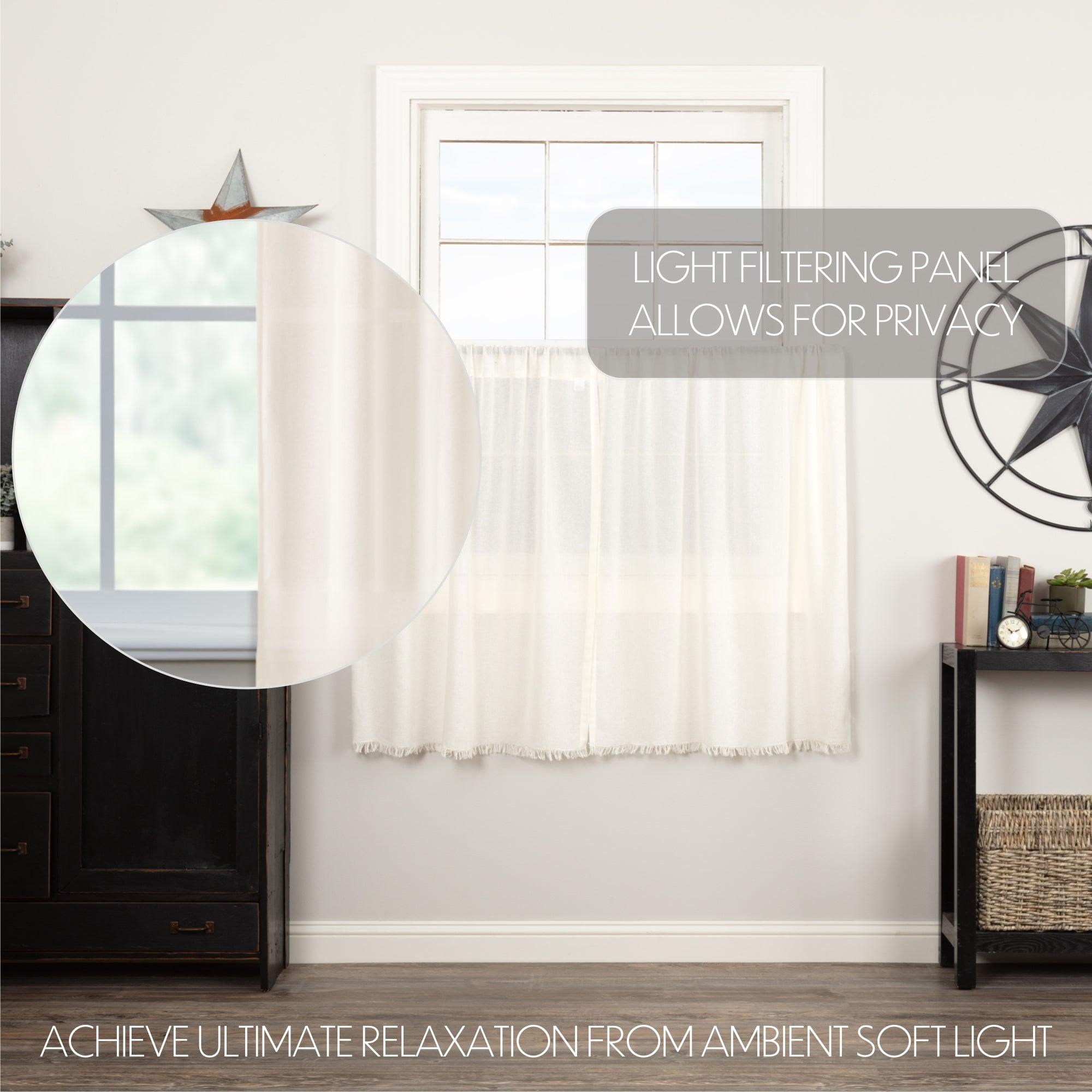 Tobacco Cloth Antique White Tier Fringed Set of 2 L36xW36 - The Fox Decor