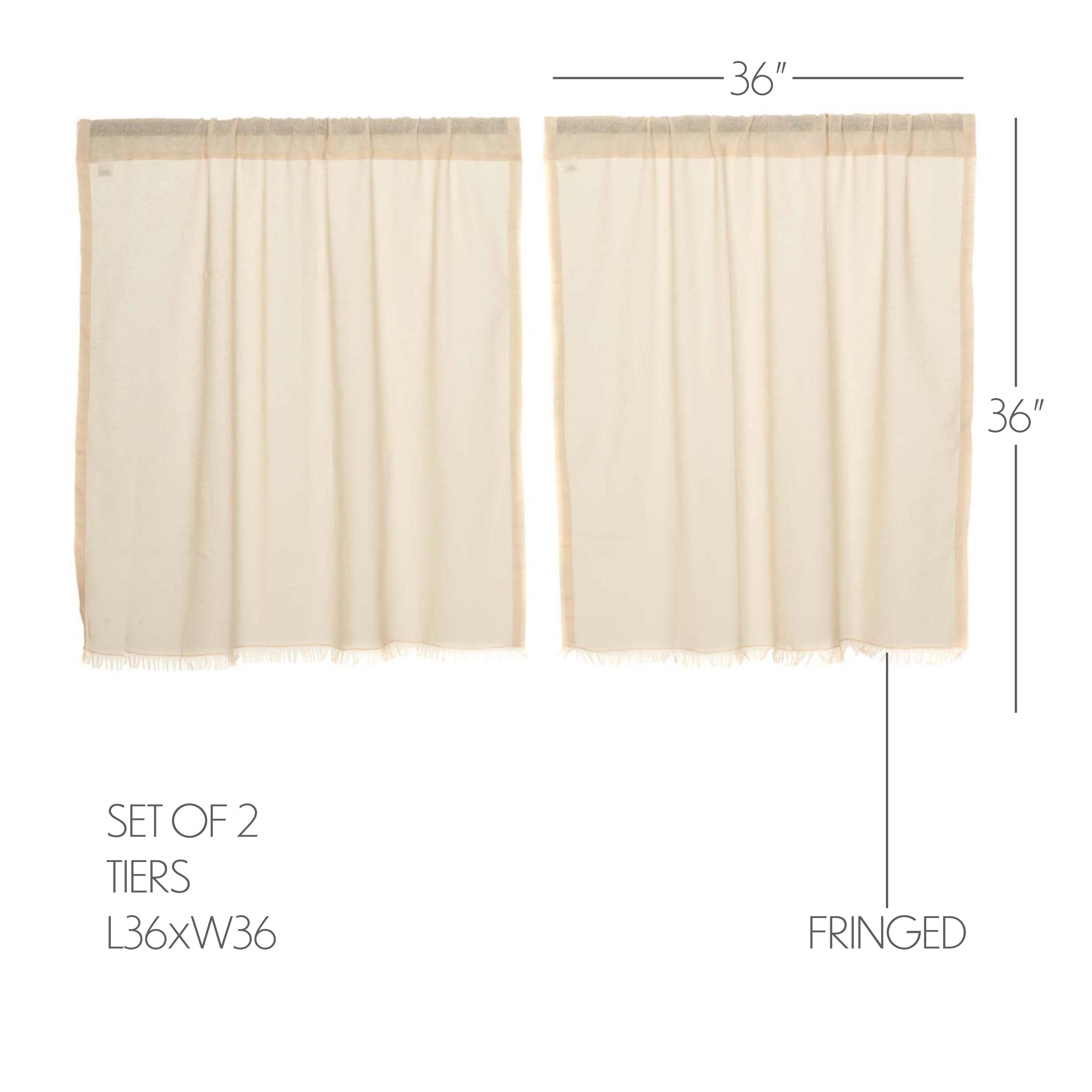 Tobacco Cloth Natural Tier Fringed Set of 2 L36xW36 - The Fox Decor