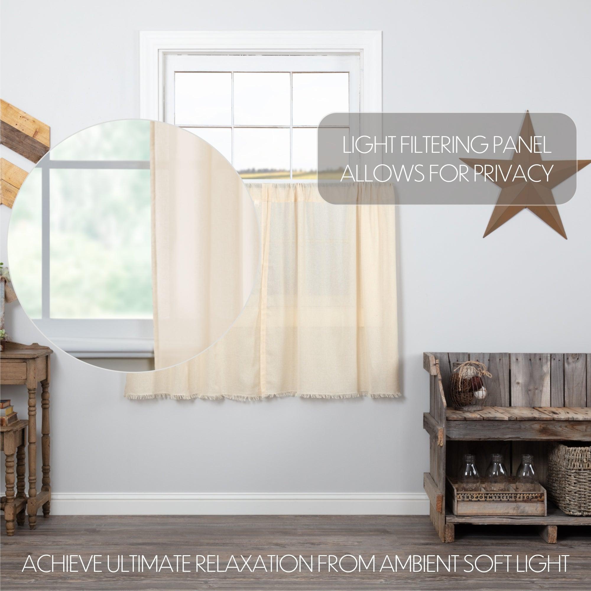 Tobacco Cloth Natural Tier Fringed Set of 2 L36xW36 - The Fox Decor