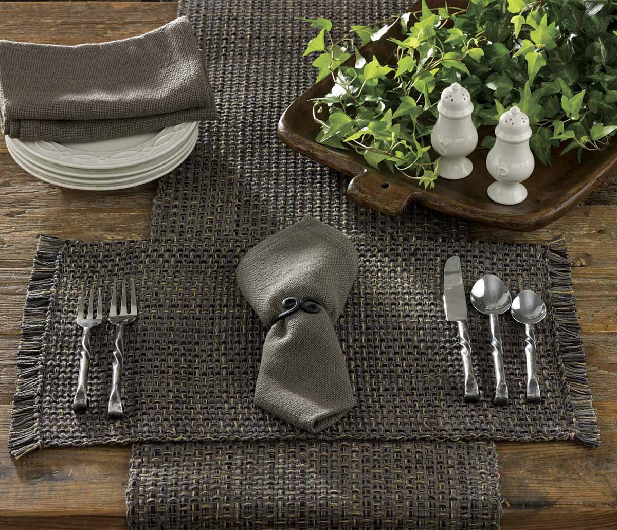 Tweed Table Runner - 36"L - Charcoal Park Designs - The Fox Decor