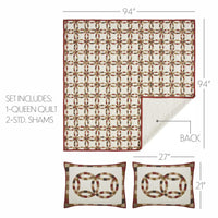 Custom House Wedding Rings Queen Quilt Set; 1-Quilt 94Wx94L w/2 Shams 21x27 - The Fox Decor