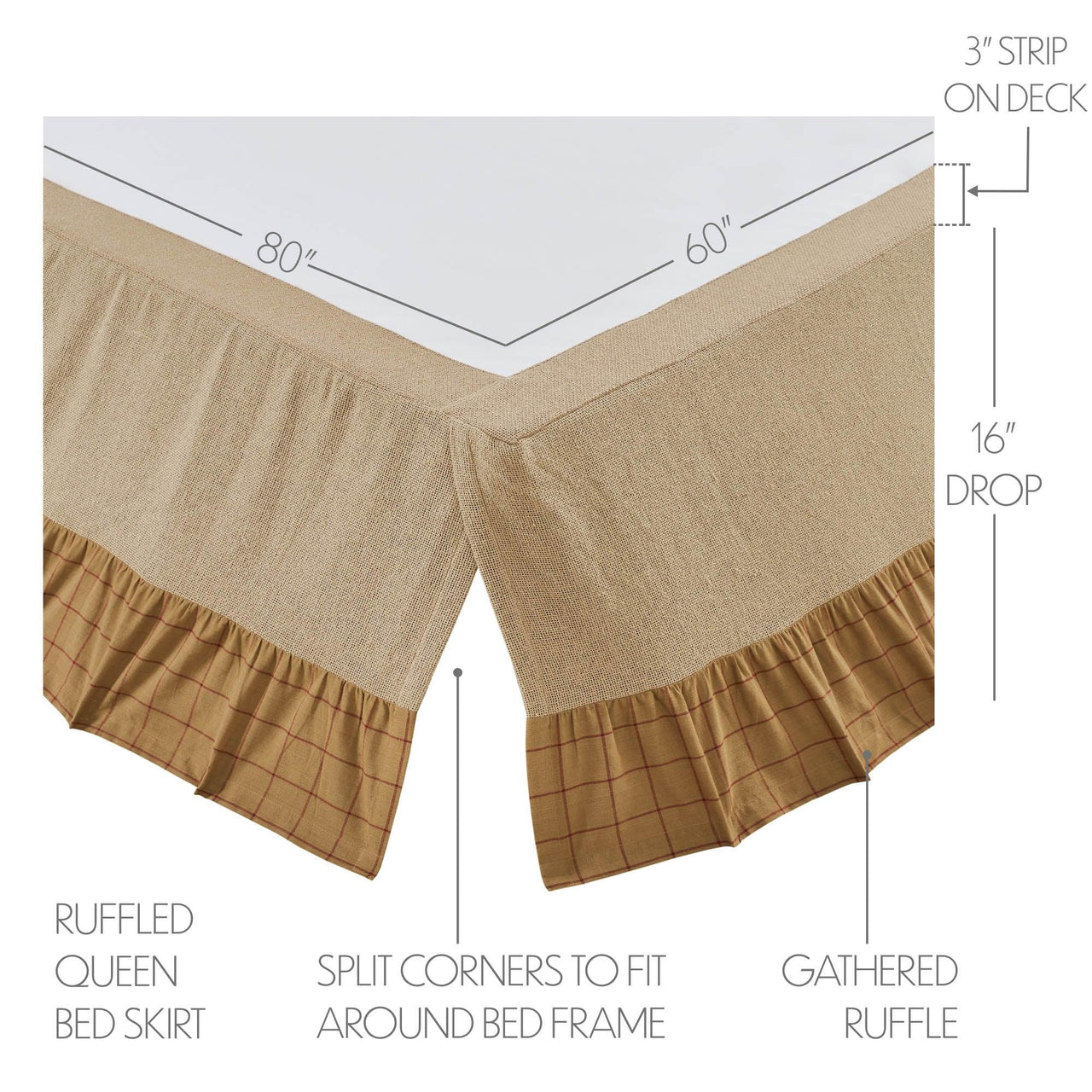 Connell Ruffled Queen Bed Skirt 60x80x16 - The Fox Decor