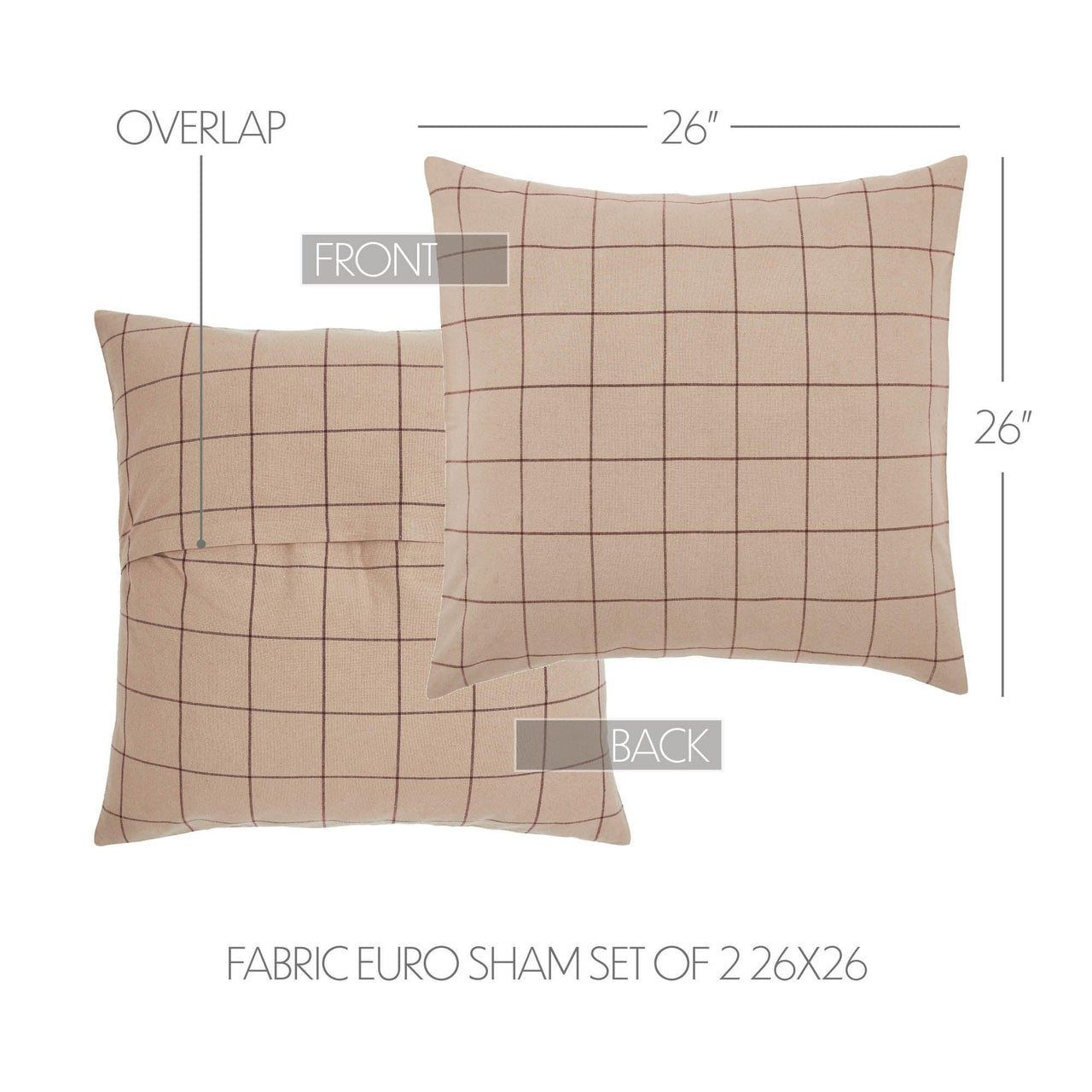 Connell Fabric Euro Sham Set of 2 26x26 - The Fox Decor
