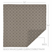 Custom House Black Tan Jacquard Queen Coverlet 94Wx94L VHC Brands - The Fox Decor