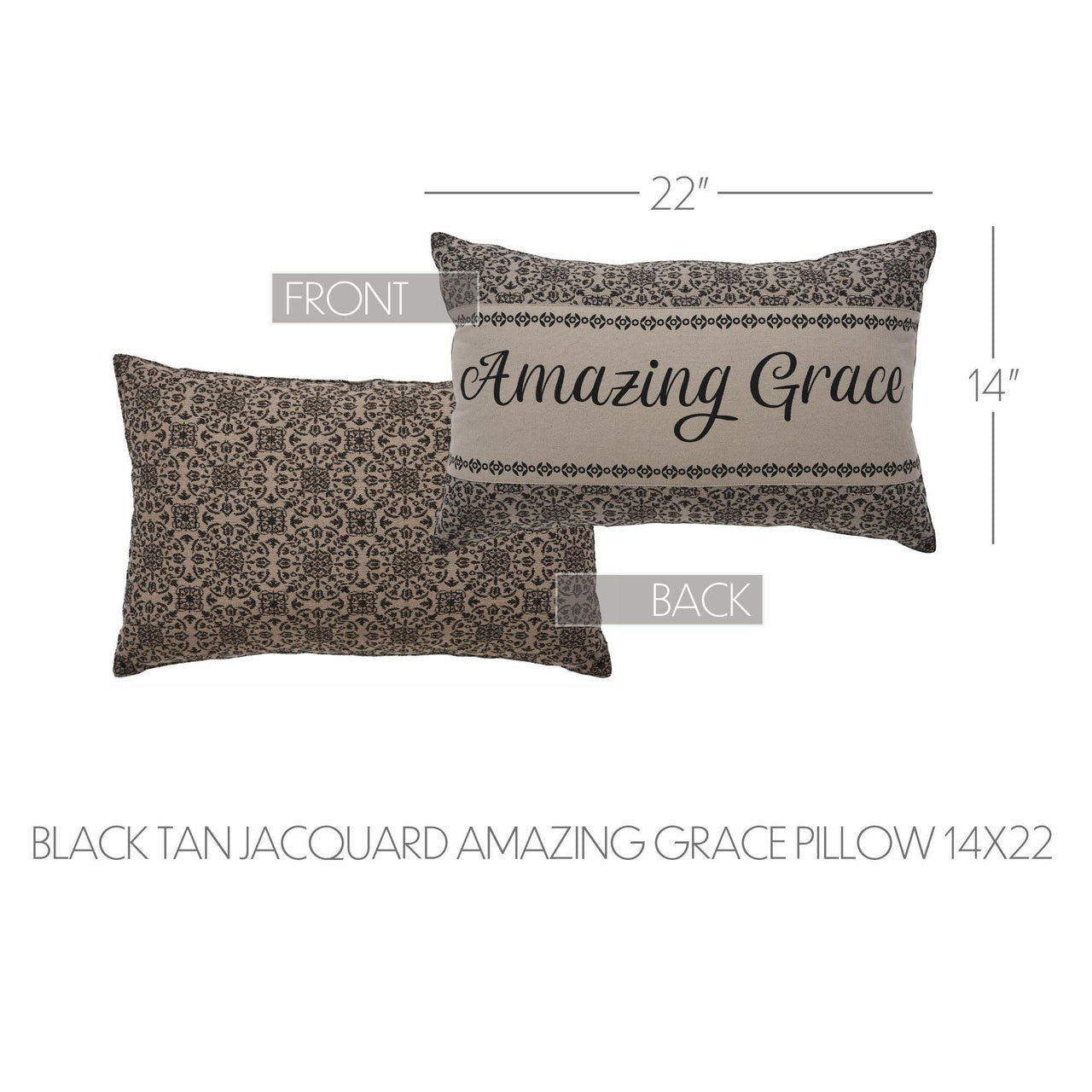Custom House Black Tan Jacquard Amazing Grace Pillow 14x22 - The Fox Decor