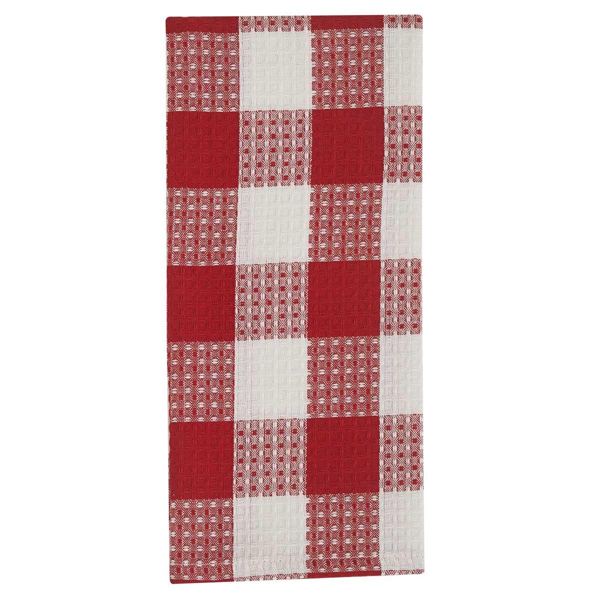 Wicklow Check Waffle Dishtowel - Red & Cream - The Fox Decor