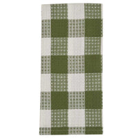 Thumbnail for Wicklow Check Sage Waffle Dishtowels - Set of 3 Park Designs