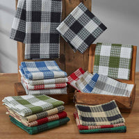 Thumbnail for Wicklow Check Sage Waffle Dishtowels - Set of 3 Park Designs