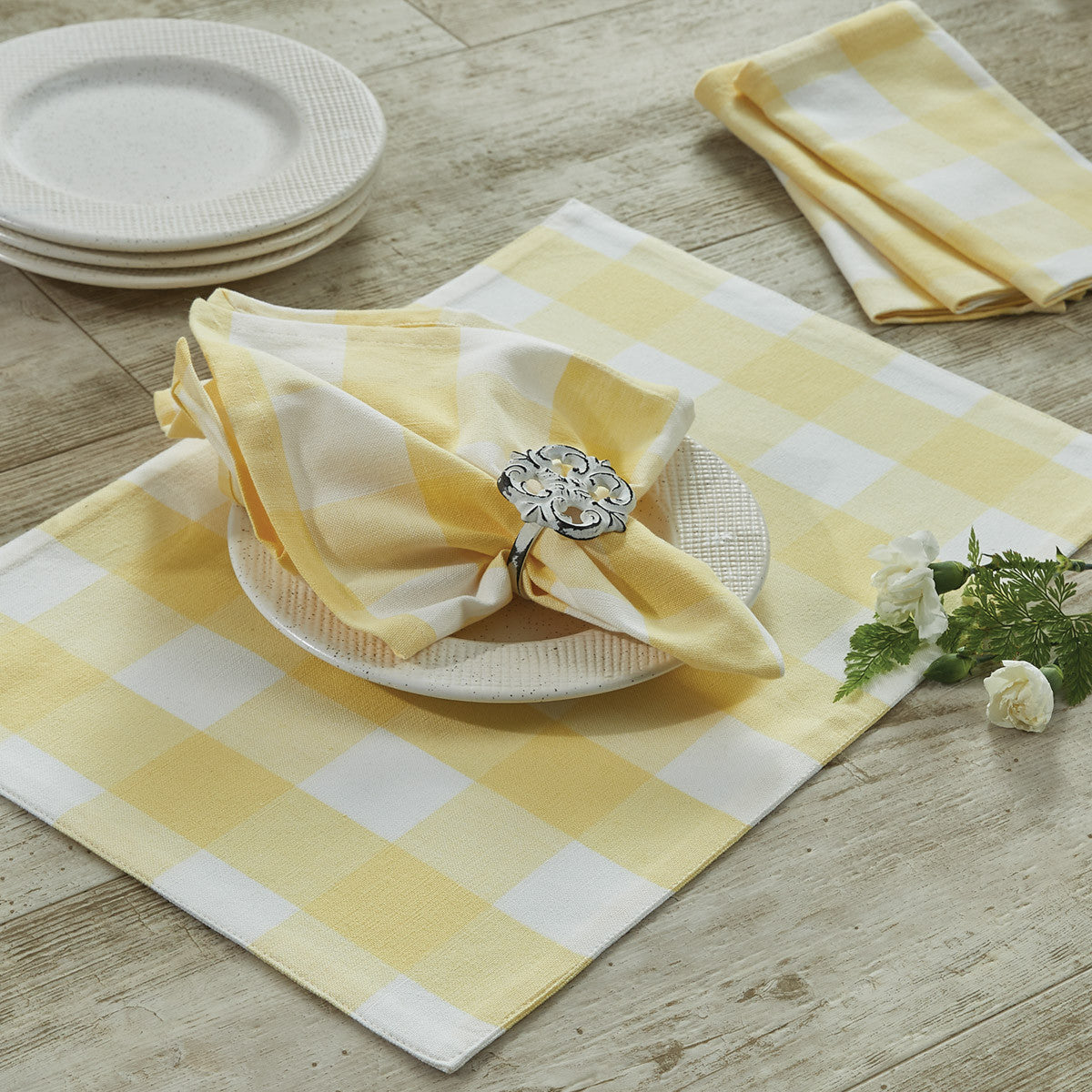 Wicklow Check Yellow Waffle Dishtowels - Set of 3 Park Designs