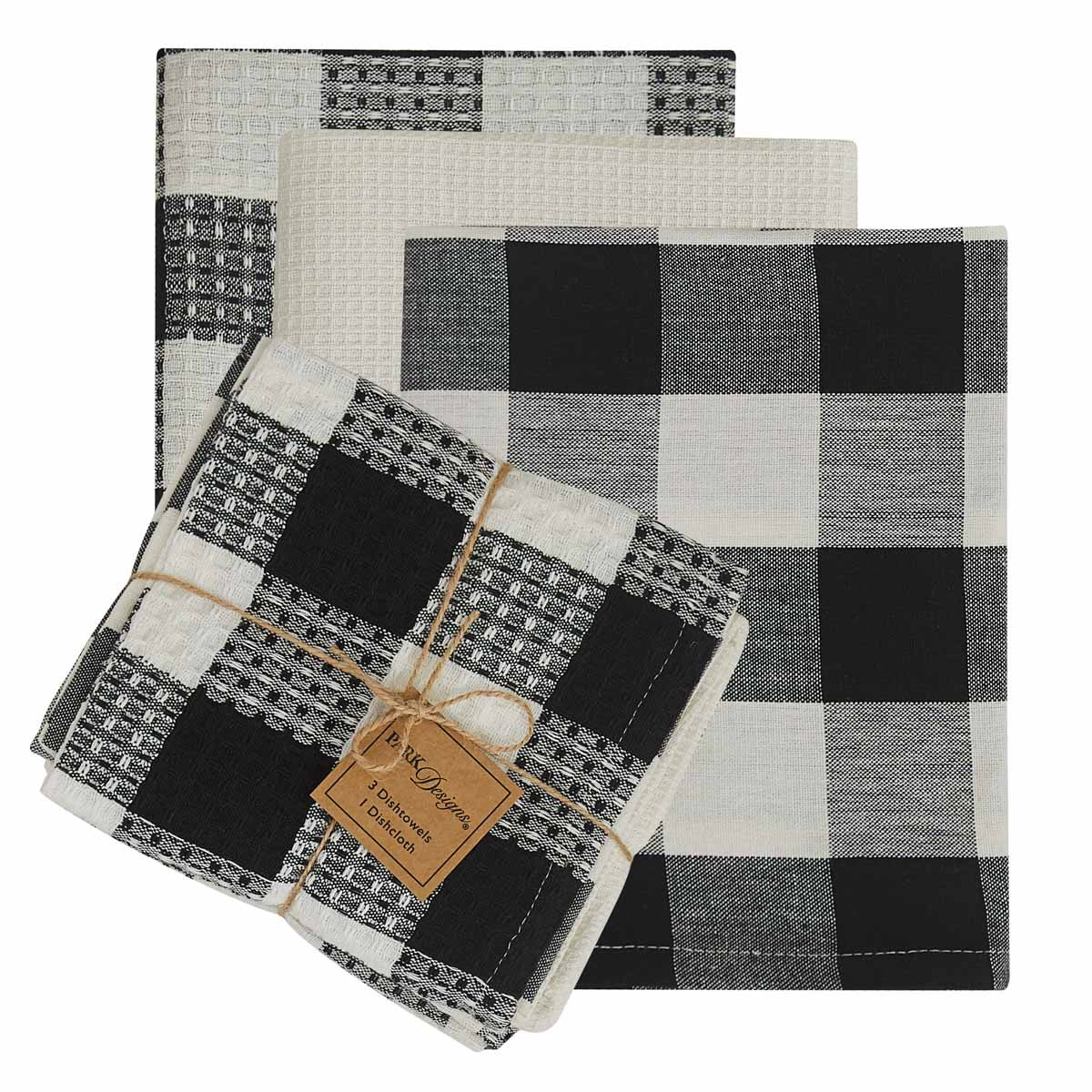 Wicklow Check Black & Cream Dishtowel Set Park Designs - The Fox Decor