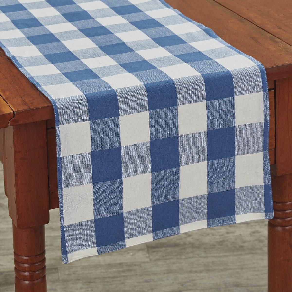 Wicklow Check Backed Table Runner 36"L- China Blue - The Fox Decor