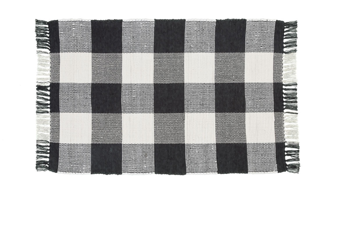 Wicklow Check Rag Rugs - Black & Cream Set of 2  Park Designs