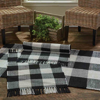 Wicklow Check Rag Rugs - Black & Cream Set of 2  Park Designs