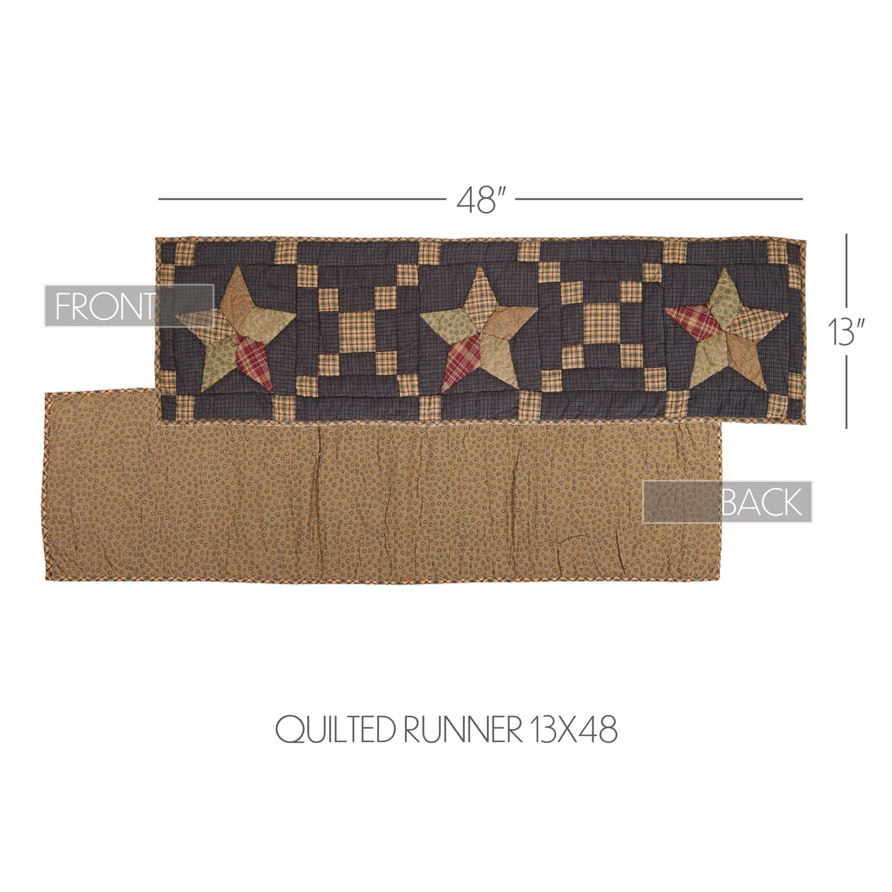 Arlington Runner Quilted Patchwork Star 13x48 VHC Brands