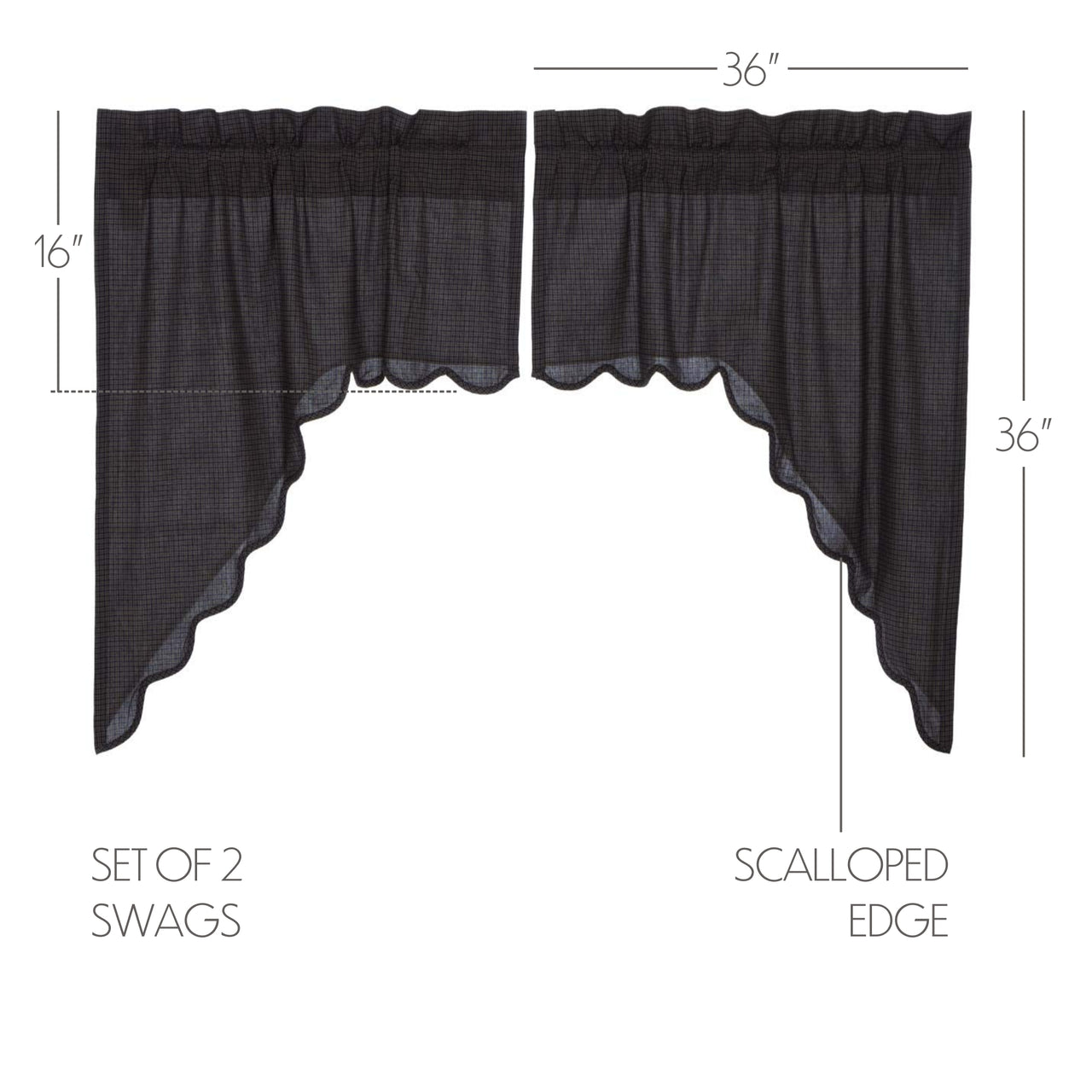 Arlington Swag Scalloped Set of 2-36x36x16