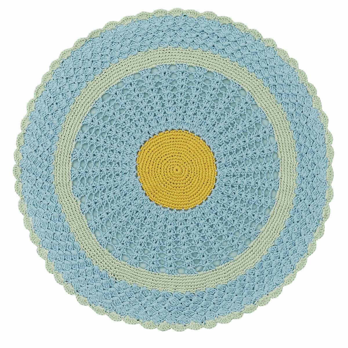 Flora Crochet Round Placemat 15" - Blue Set of 6 Park Designs - The Fox Decor
