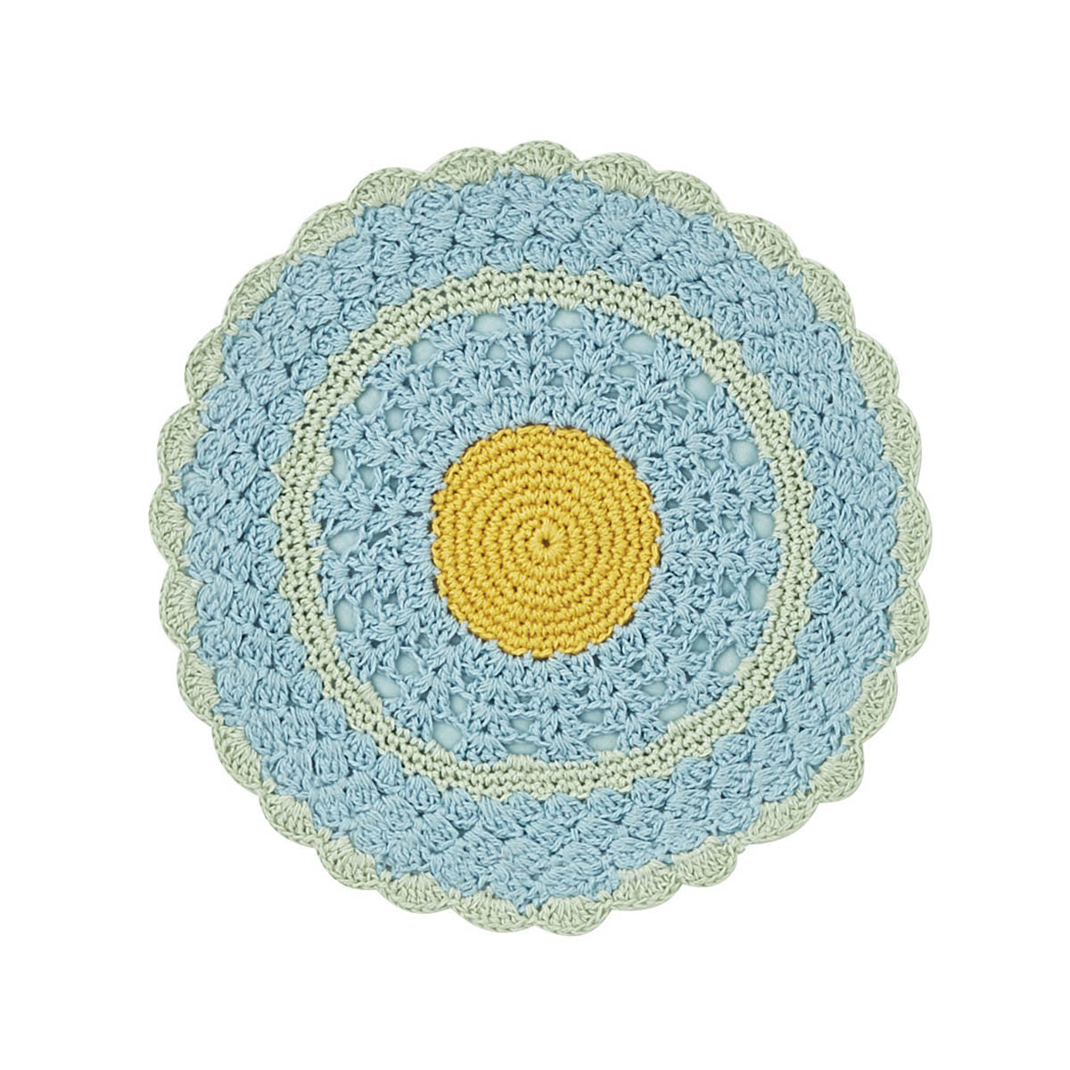 Flora Round Crochet Accent Mat 8" - Blue Set of 6 Park Designs - The Fox Decor