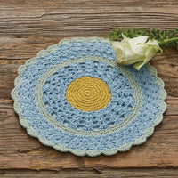Flora Round Crochet Accent Mat 8