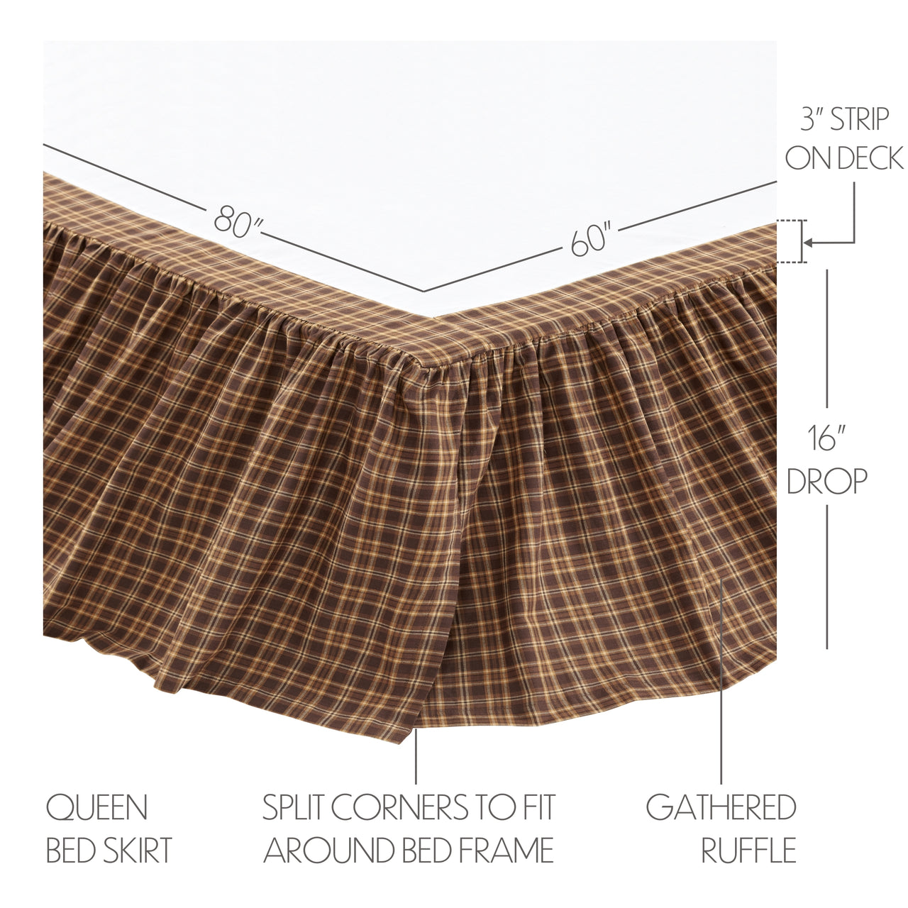 Prescott Bed Skirts Dark Brown, Light Tan, Creme VHC Brands