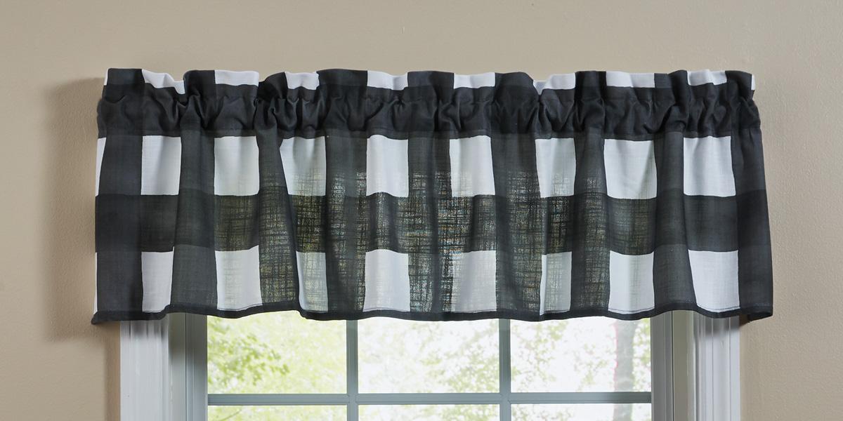 Buffalo Check Watercolor Valance 14"L - Black Park Designs - The Fox Decor