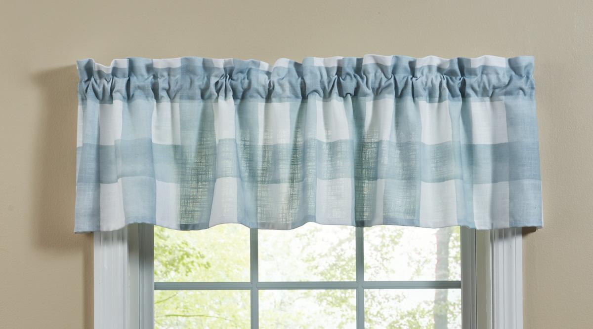 Buffalo Check Watercolor Valance 14"L - Blue Mist Park Designs - The Fox Decor