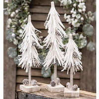 White Glittered Pinecone Tree 10