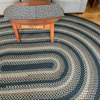 823 Midnight Blue Basket Weave Braided Rugs Oval/Round