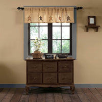Stratton Burlap Applique Star Valance Curtain