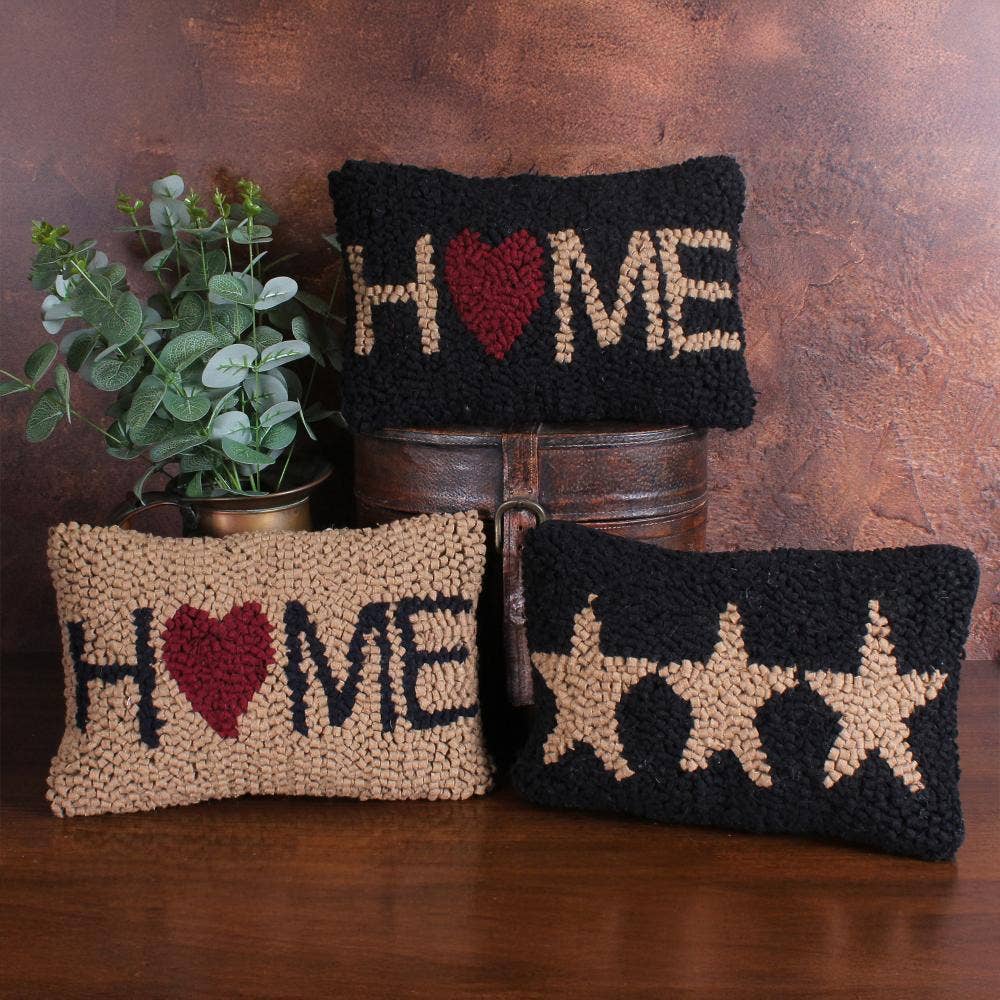 Home Hooked Pillow 8x12  Black PL573511