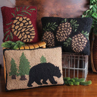 Three Pinecone hooked  Pillow 14x20 PL140106