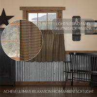 Black Check Scalloped Tier Curtain Set of 2 L36xW36