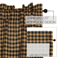 Black Check Scalloped Tier Curtain Set of 2 L36xW36