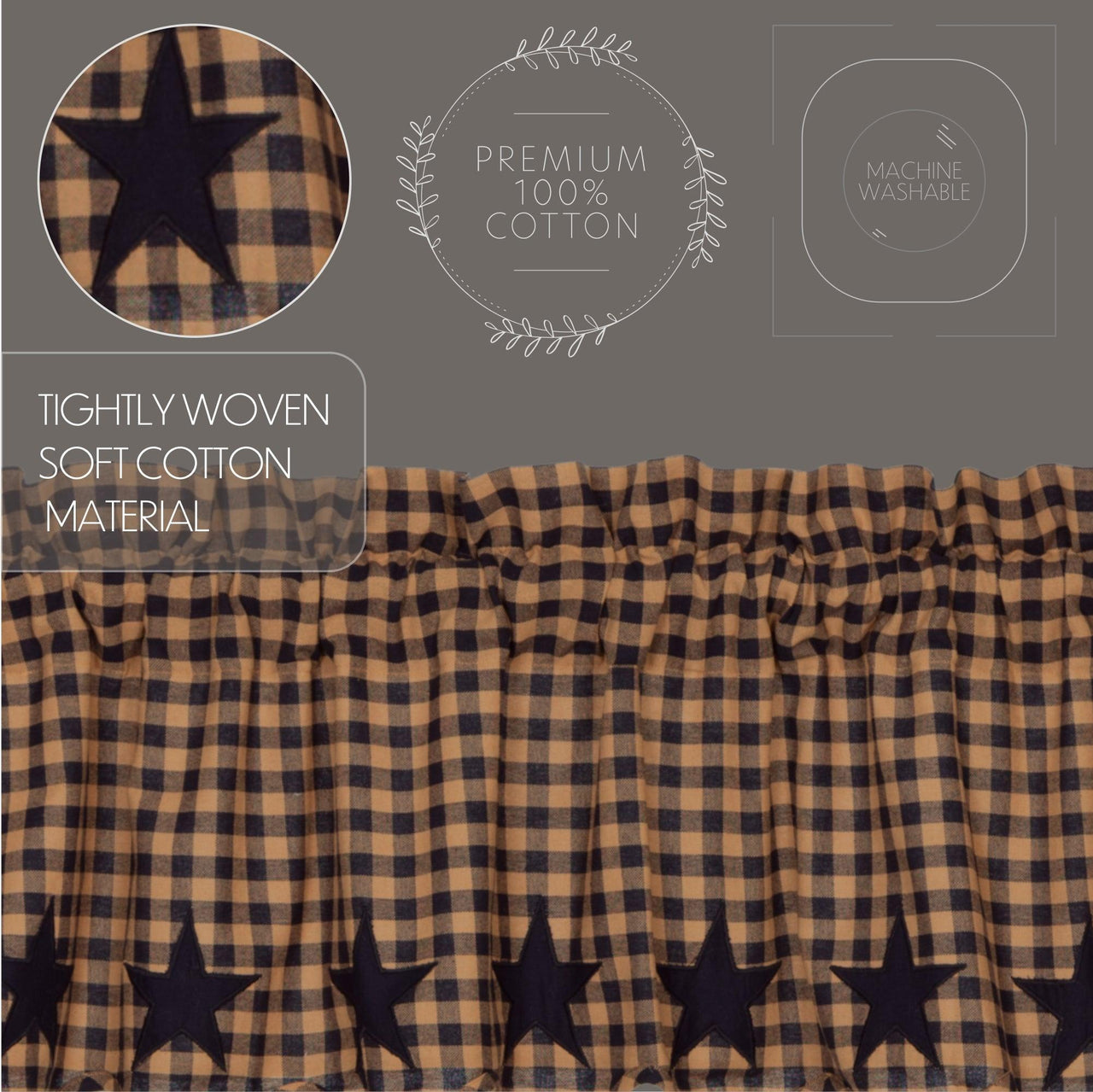 Navy Star Scalloped Swag Curtain Set of 2 36x36x16