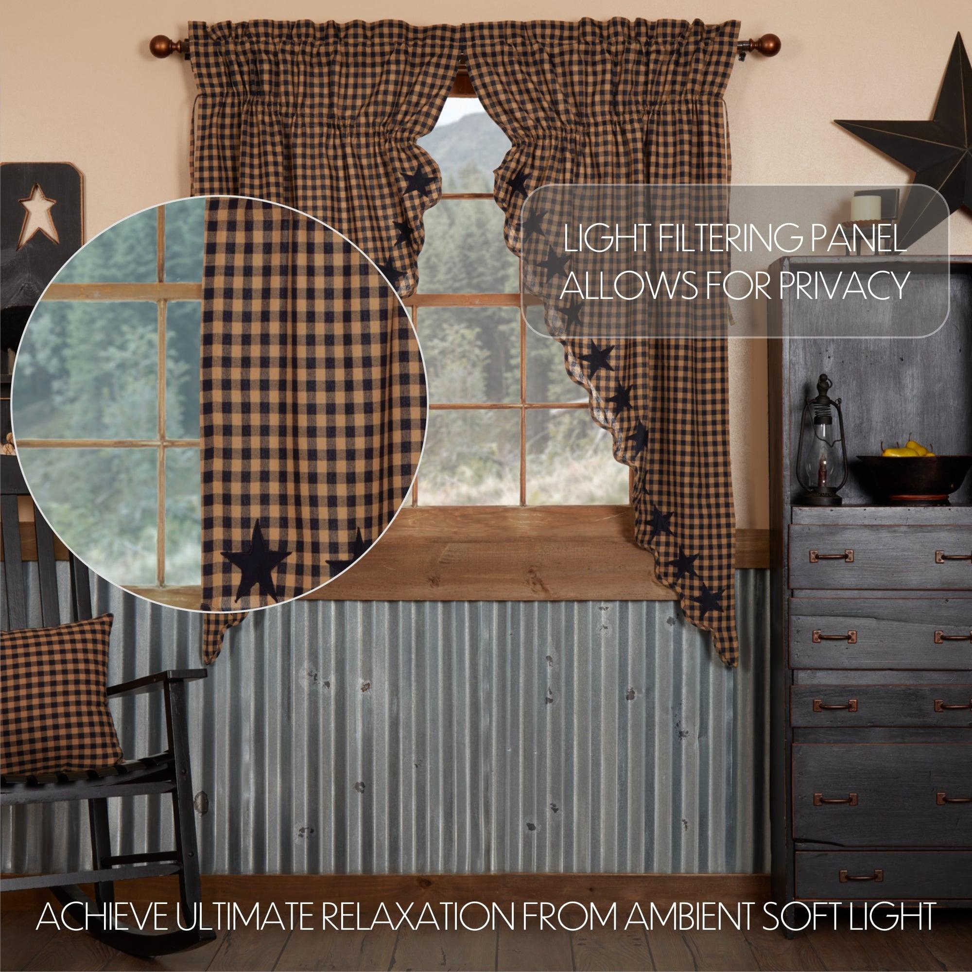 Navy Star Scalloped Prairie Short Panel Curtain Set of 2 63x36x18 - The Fox Decor