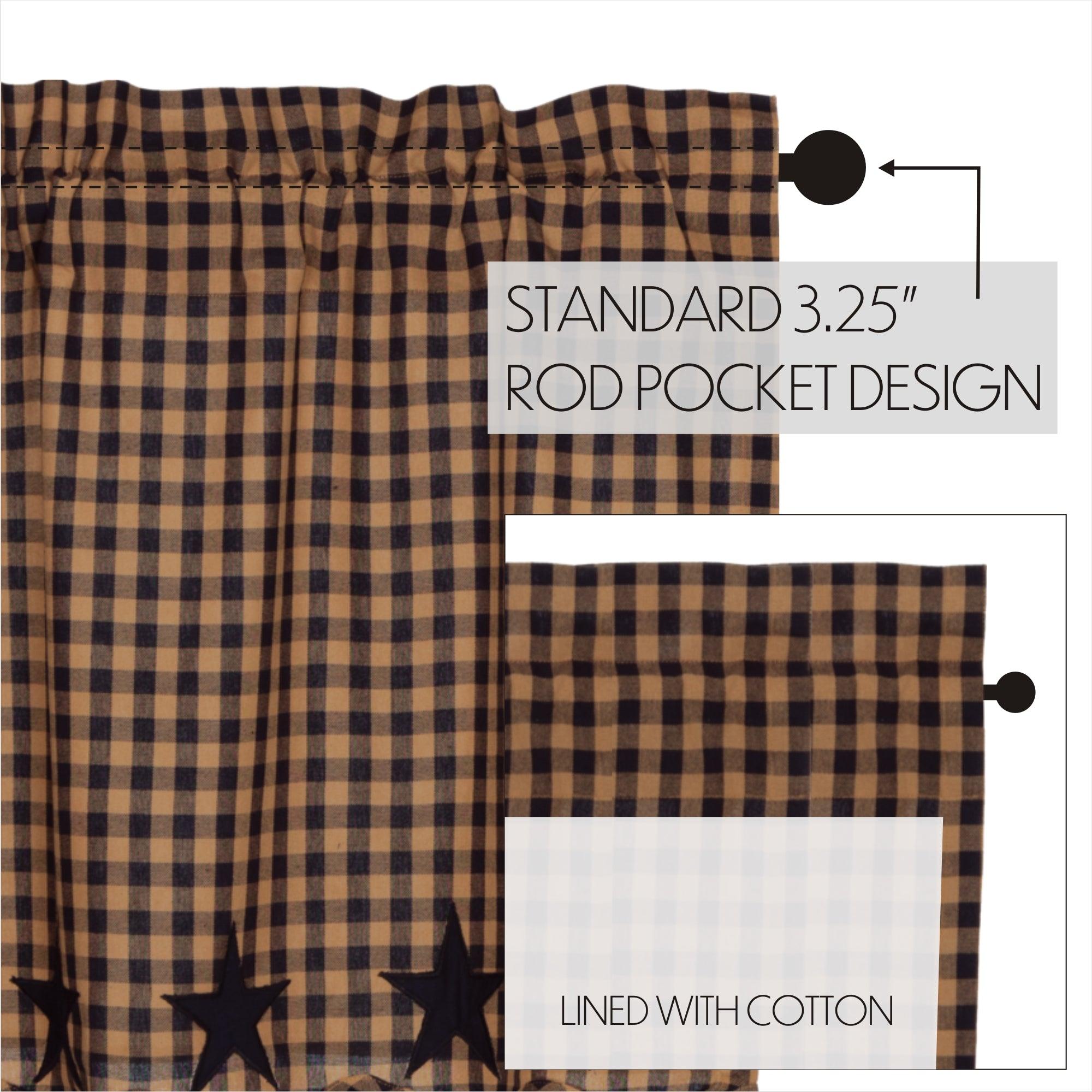 Navy Star Scalloped Prairie Short Panel Curtain Set of 2 63x36x18 - The Fox Decor