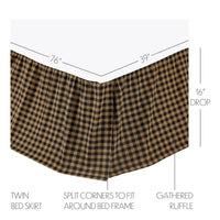 Black Check Twin Bed Skirt 39x76x16 - The Fox Decor