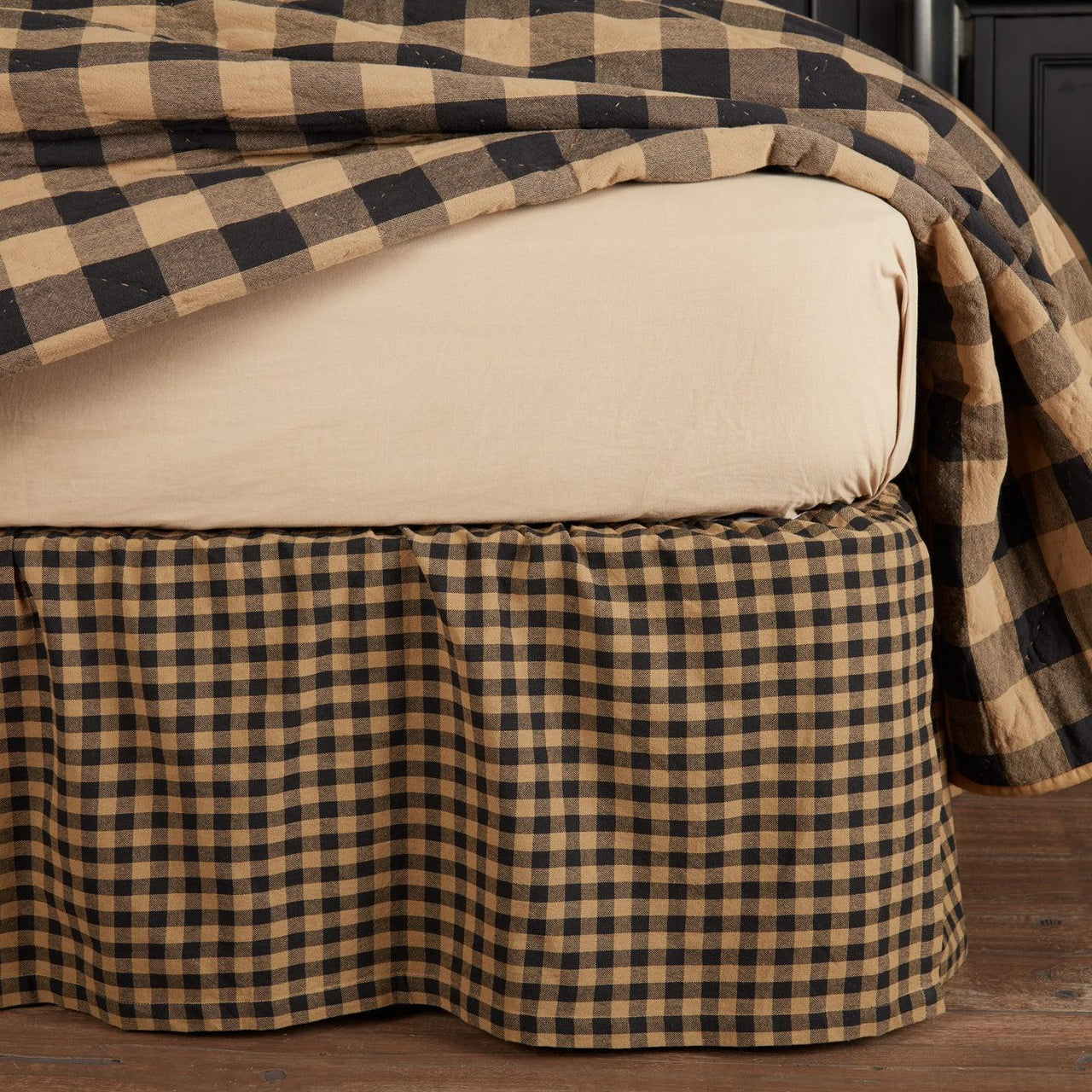 Black Check Twin Bed Skirt 39x76x16 - The Fox Decor