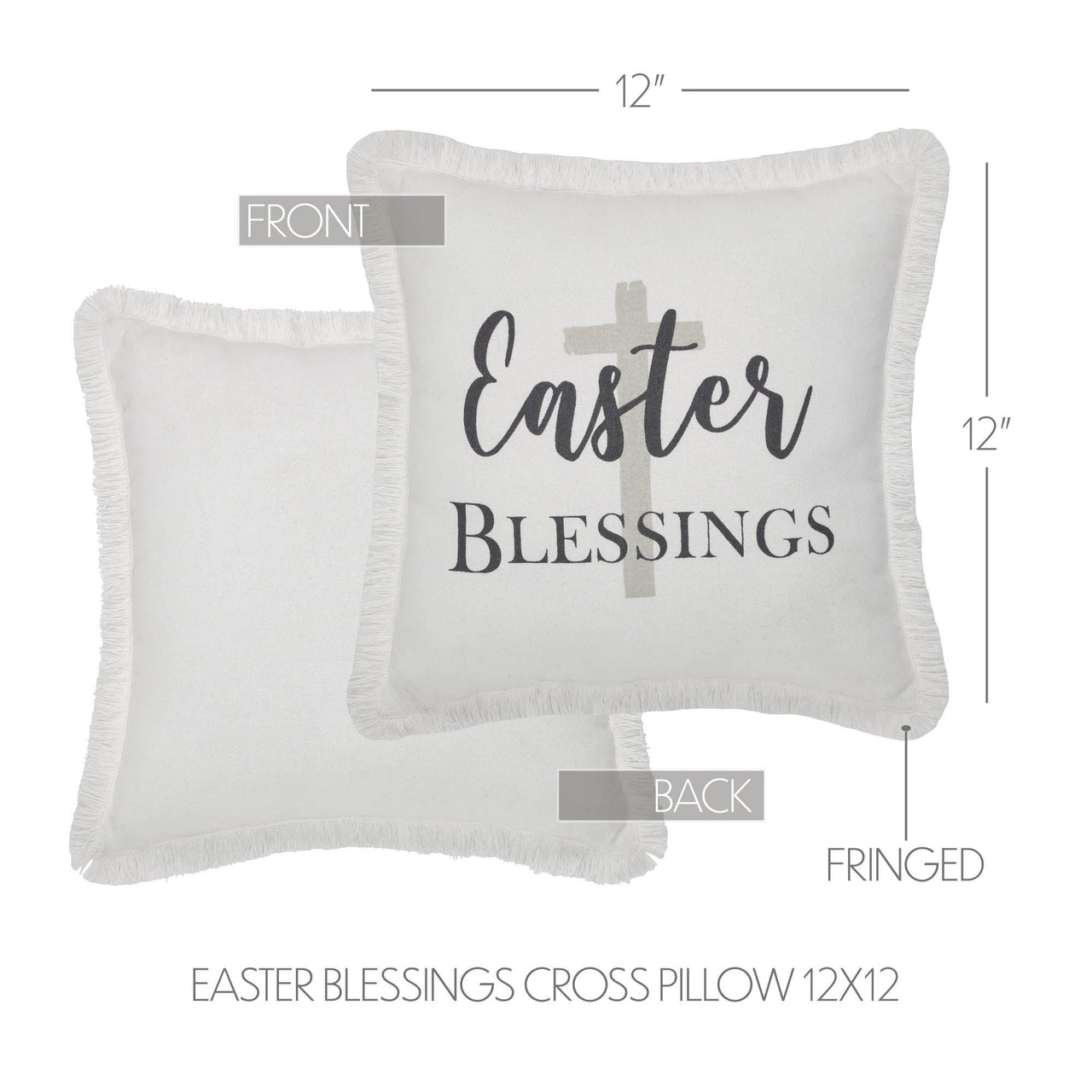 Risen Easter Blessings Cross Pillow 12x12 - The Fox Decor