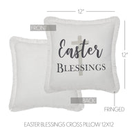 Risen Easter Blessings Cross Pillow 12x12 - The Fox Decor