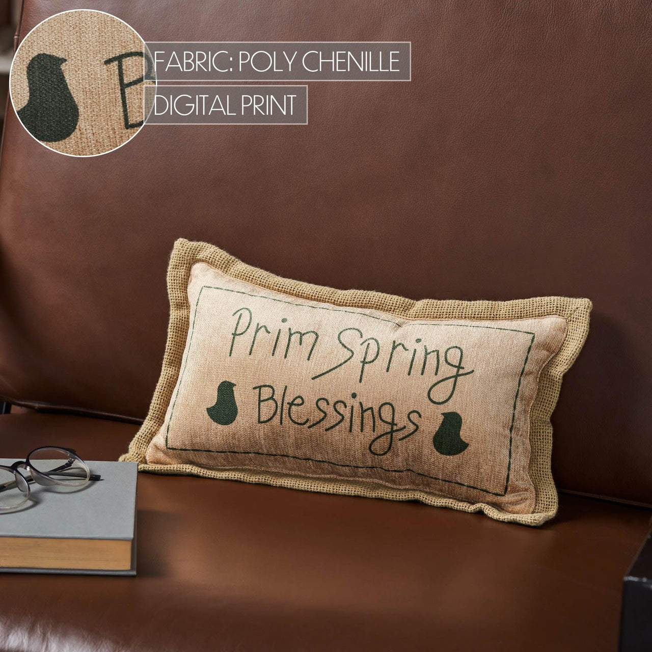 Spring In Bloom Prim Spring Blessings Pillow 7x13 - The Fox Decor