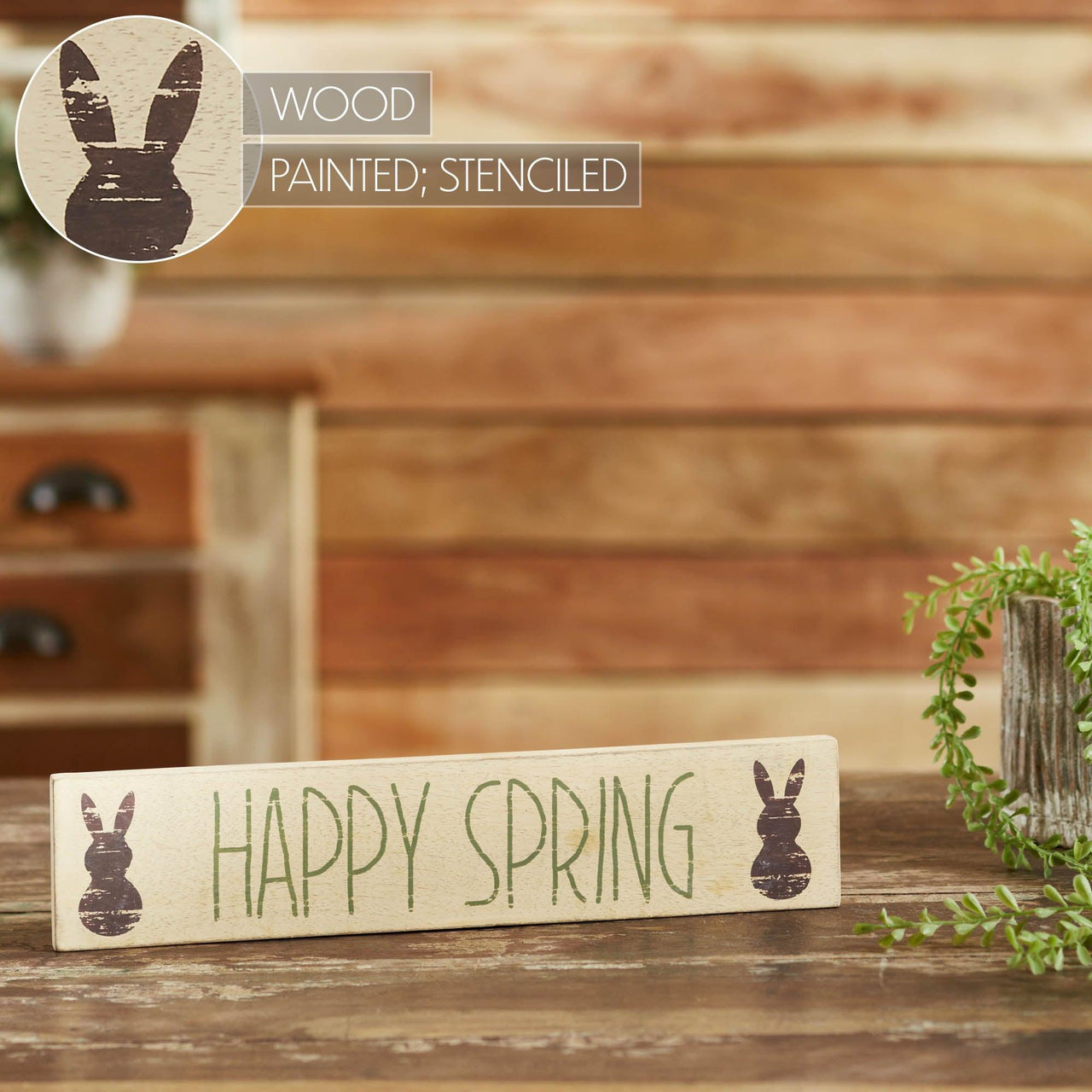 Happy Spring Wooden Sign 3x14 - The Fox Decor