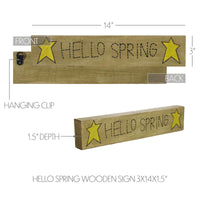 Hello Spring Wooden Sign 3x14 - The Fox Decor