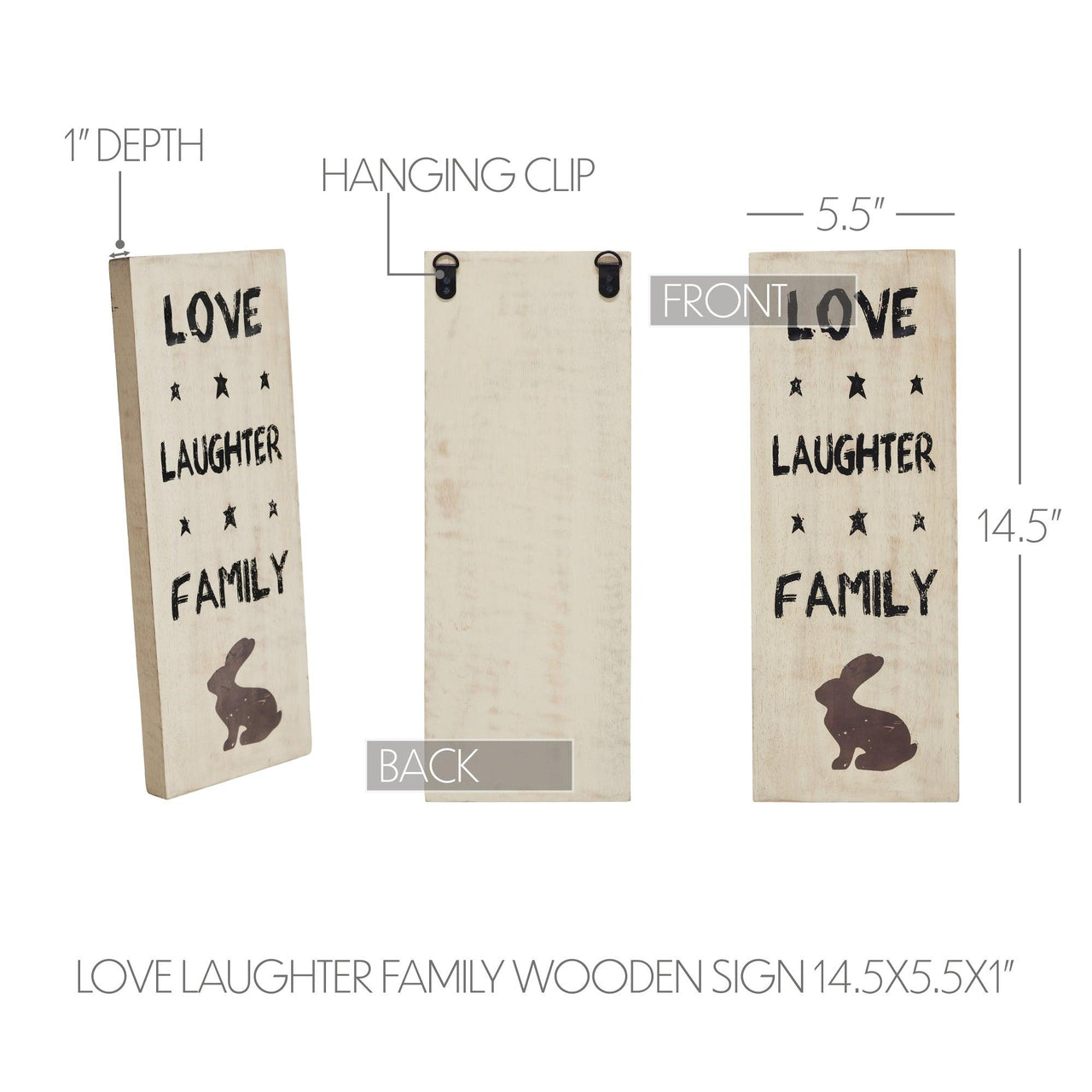 Love Laughter Family Wooden Sign 14.5x5.5 - The Fox Decor