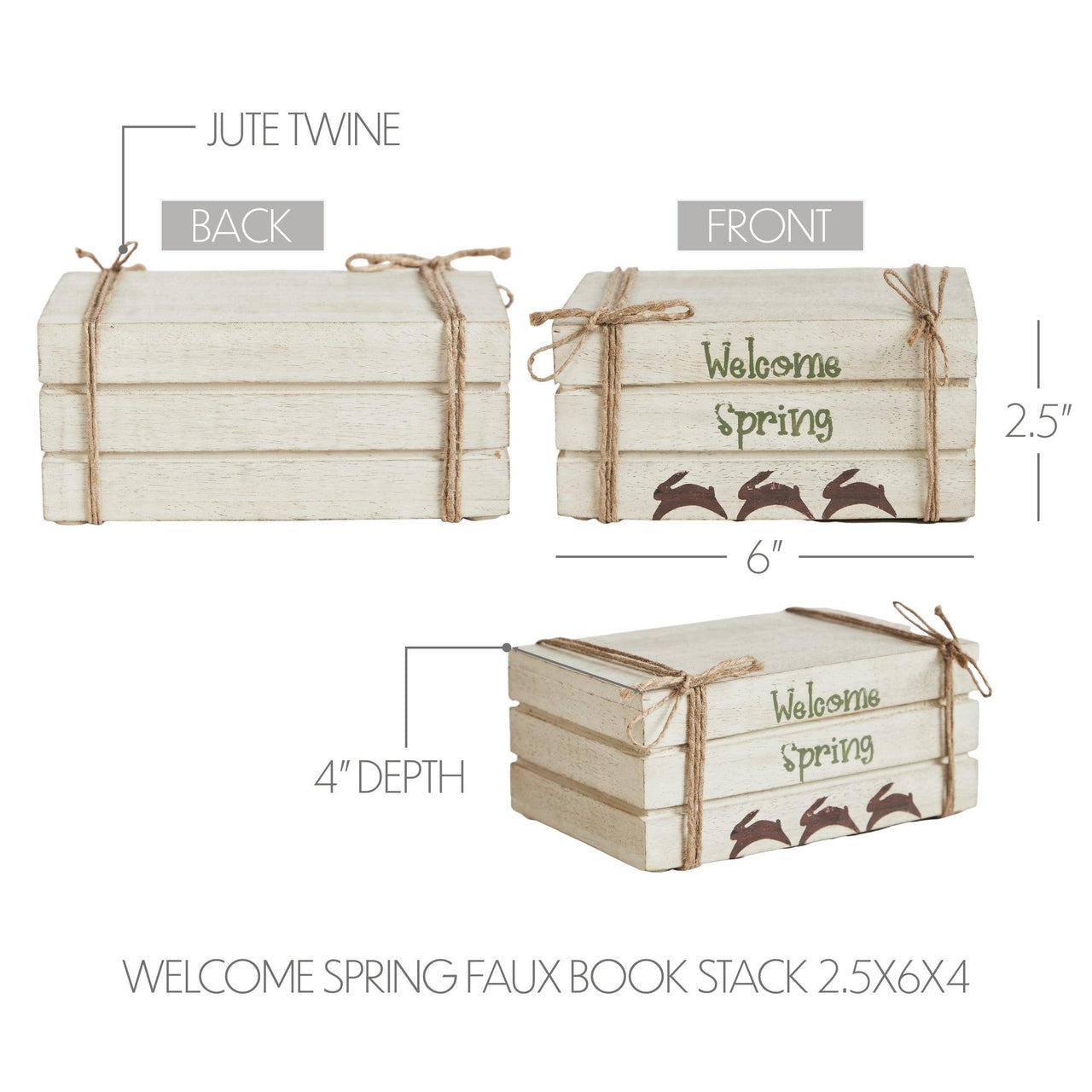 Welcome Spring Faux Book Stack 2.5x6x4 - The Fox Decor