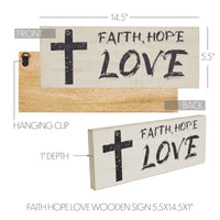 Faith Hope Love Wooden Sign 5.5x14.5 - The Fox Decor