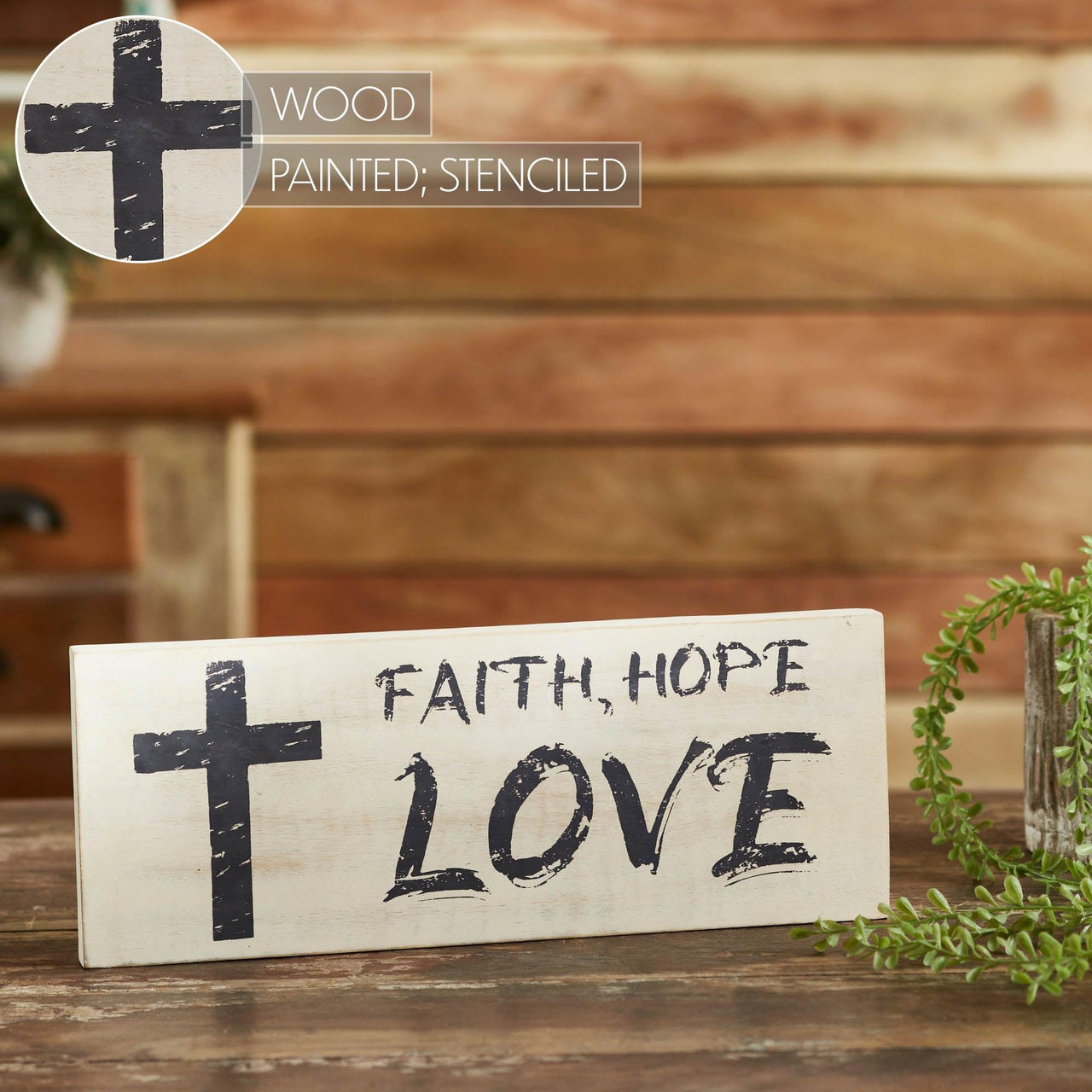 Faith Hope Love Wooden Sign 5.5x14.5 - The Fox Decor