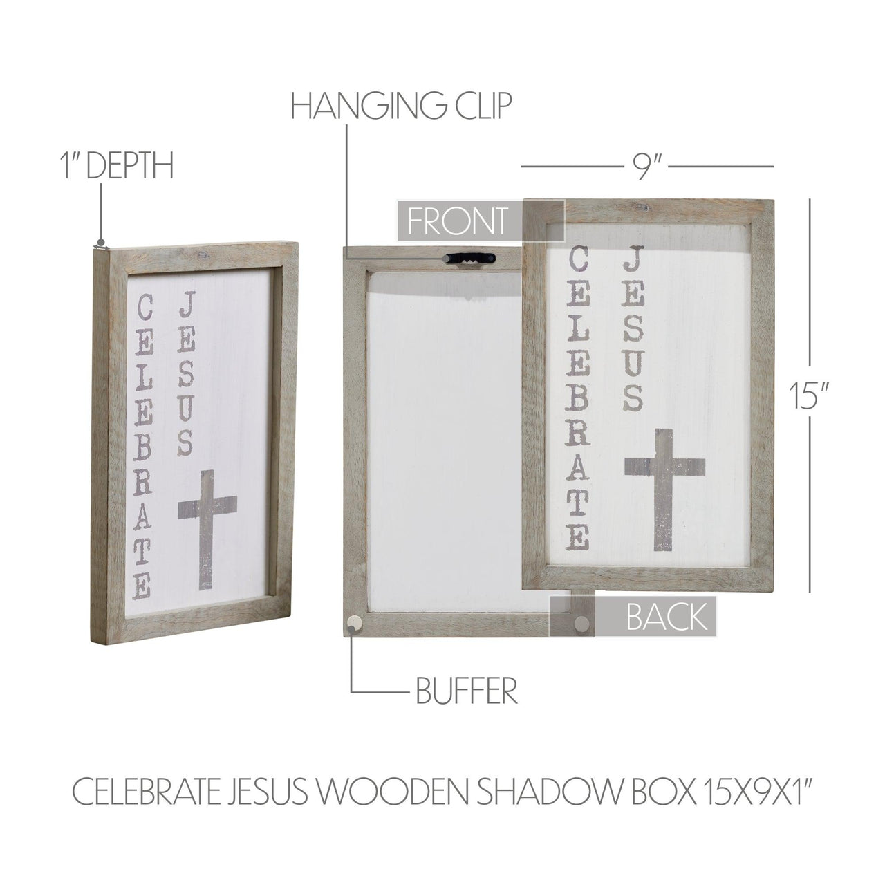 Celebrate Jesus Wooden Shadow Box Frame 15x9x1 - The Fox Decor